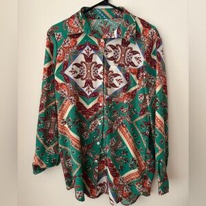 Women’s Green motif blouse taille L
